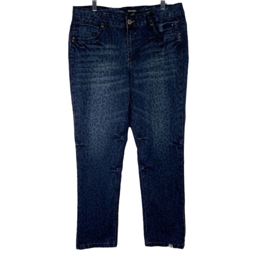 Roz & Ali Jeans Women's 16 Plus Size Leopard Print Skinny Denim Stretch Pockets